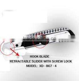 18mm Snap Off Blade Aluminium Alloy retractable slider with auto lock cutter knife