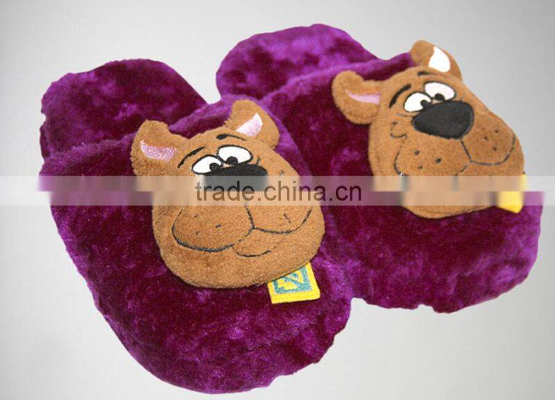 Customize Plush Animal Slippers cheap Lady slippers, soft plush slippers,Cute Dog Head Plush Slippers