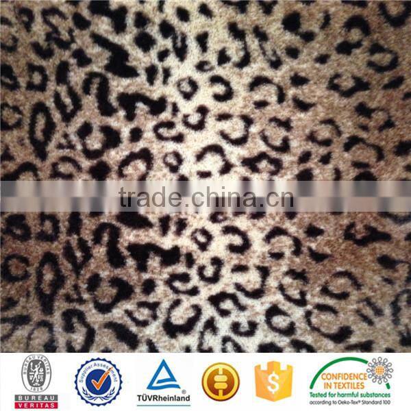 100%polyester tiger skin print short pile plush fabric