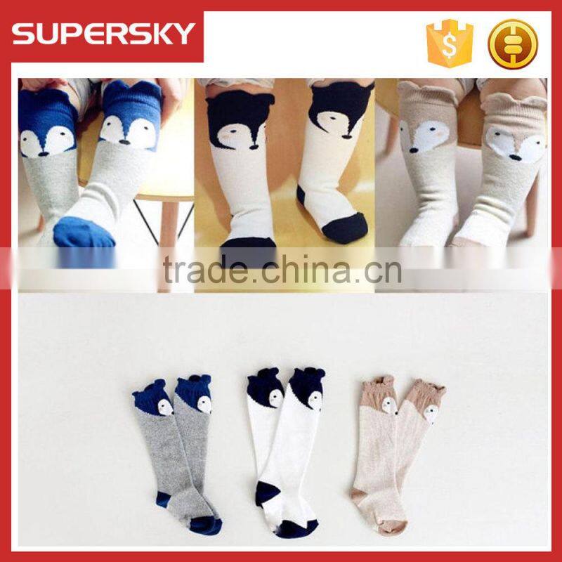 A-266 Fox Kids Knee Socks Fox Animal Design Toddlers Socks Baby Toddlers Fox Animal Socks