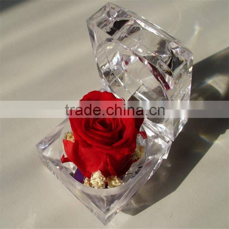 2016 Hot sale, Clear acrylic box for fresh roses display with customized logo and size