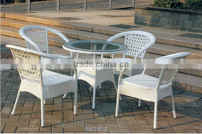 4 Hotel furniture set high back wicker chair and wooden table for sale YPS017