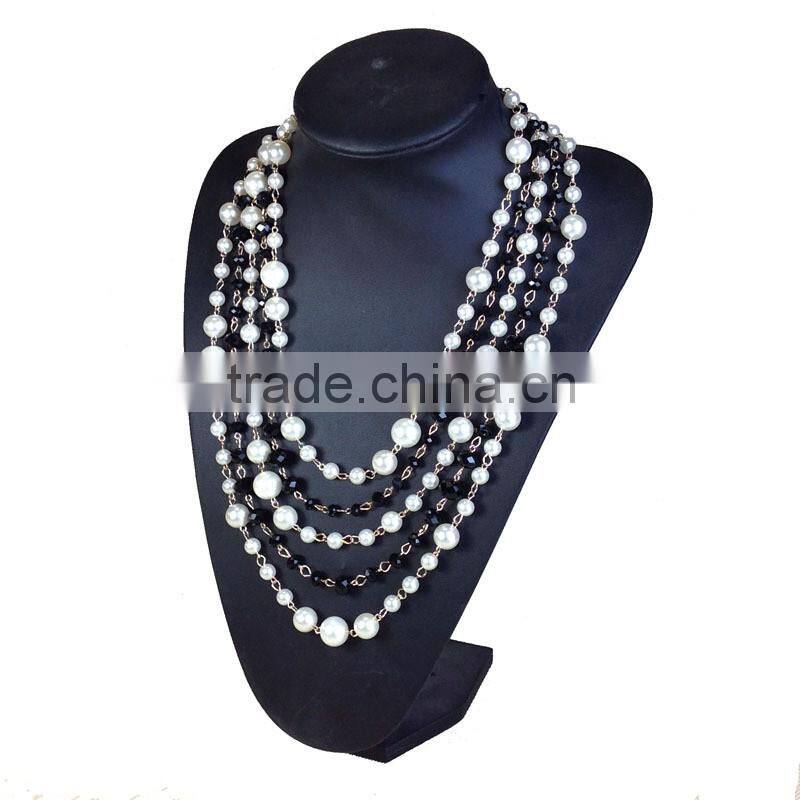 European And American Vintage Crystal Pearl Multilayer Exaggerated Alloy Chain Necklace