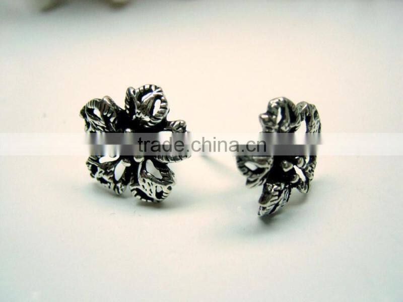 Oxidized Leaf Filigree Designer Sterling Silver Earring Jewelry, Oxidized 925 Sterling Silver Jewelry