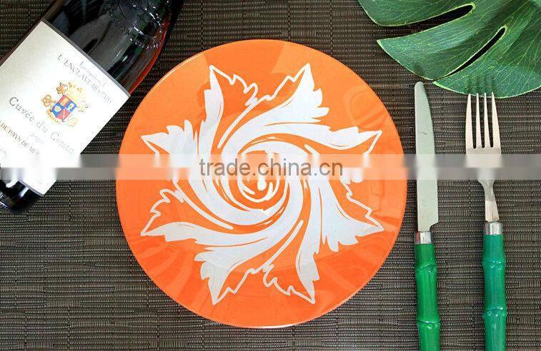 7" 8" 9" round square cheap colored glass dinnerware