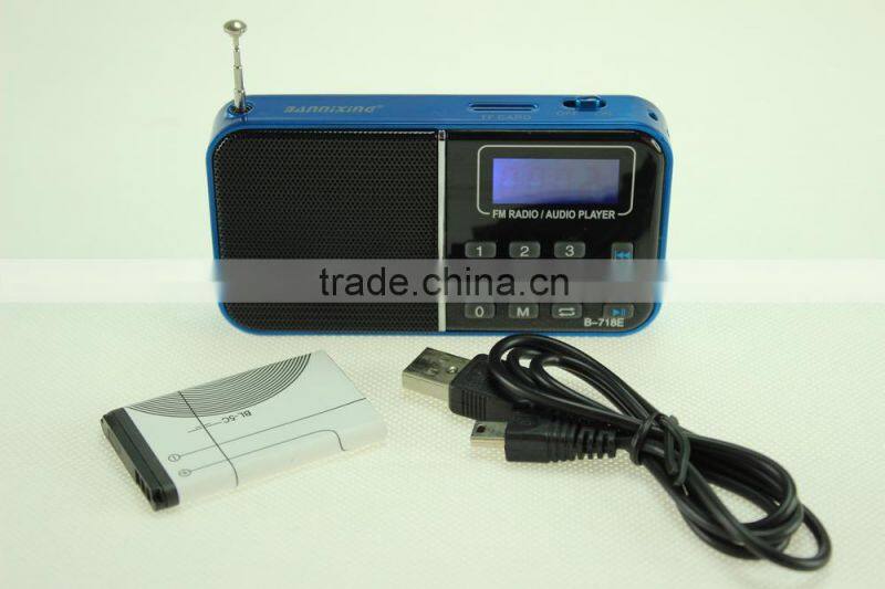 2015 hot selling B-718 TF card MP3 audio player portable mini usb radio speaker