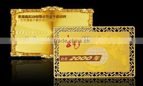 2015 hot stamping laser cut golden/silvery custom cheap copper business name card blank of metal crafts