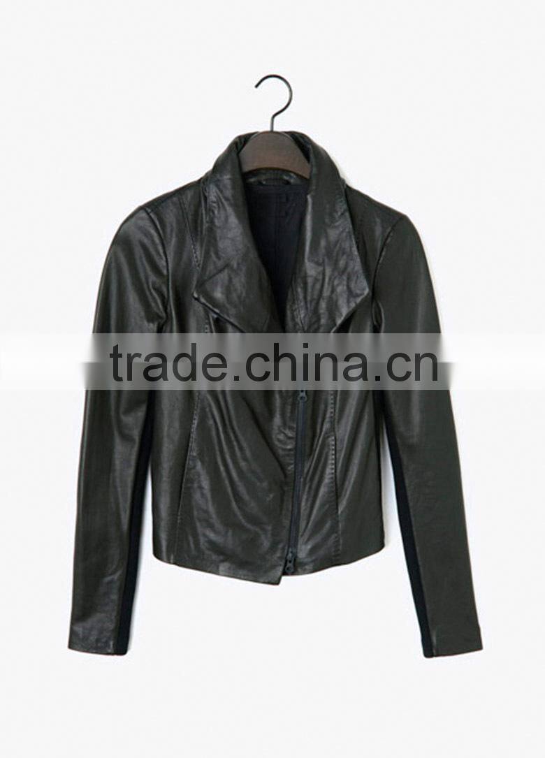 China Wholesale Supplier Cool Shinny Black Pu Leather Jacket For Women