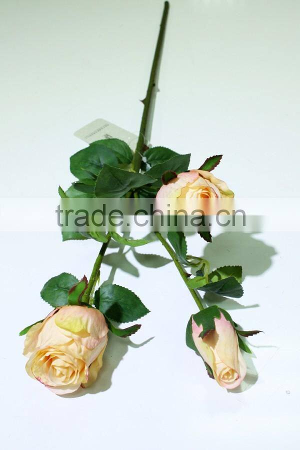 wholesale real touch rose weddings decoration artificial flowers three heads
