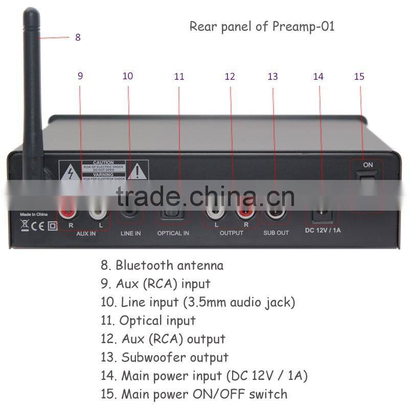 2 -Channel Digital Preamplifiers, Stereo Preamplifiers with CRC Integrated Toslink Optical, stereo RCA, 3.5mm audio