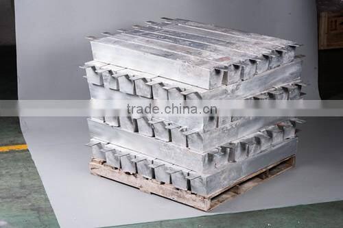 Aluminum anode for ship hull double insert