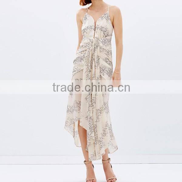 New Waterfall Chiffon Fabrication V-Neckline Cocktail Dress Design