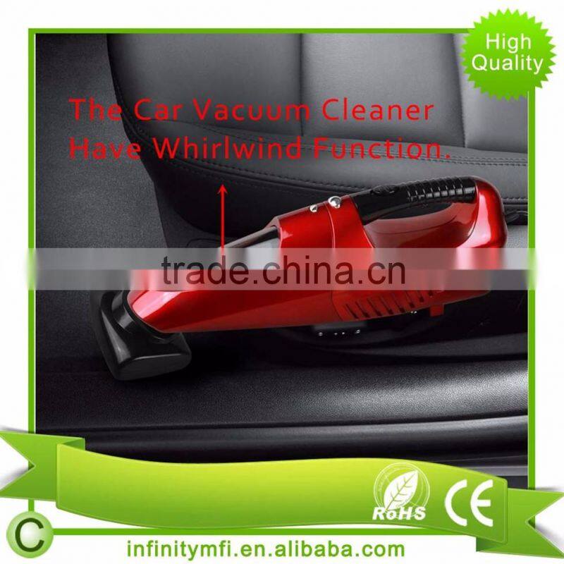 Dark red Portable 12V 80W Mini Car and Dry Car Vacuum Cleaner