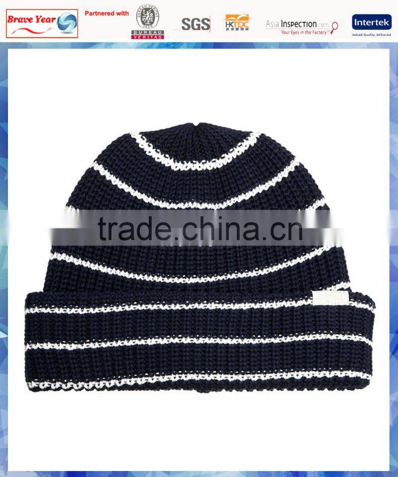 100% cotton stripe knit women beanie/knitting patterns hats/custom knit beanie