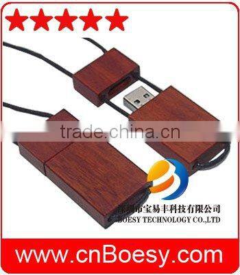 Factory directly lanyard wooden USB drive, neck strip bamboo USB stick, Free visual proof.