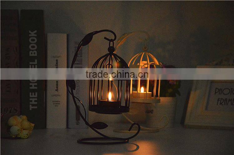 2015 new style metal leaves bird cage candle holder