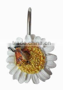 butterfly pattern design peva shower curtain with resin hooks