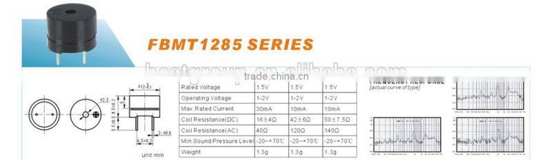 cheaper 3v 90DB 12mm through hole buzzer FBMT1285B