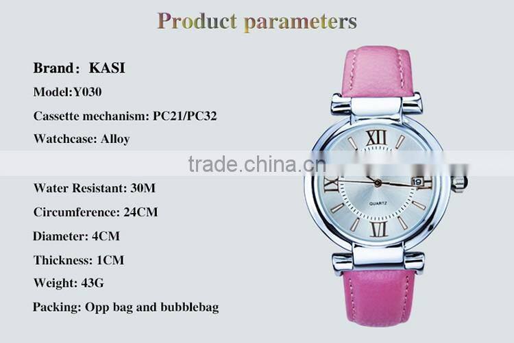 New arrival black leather watchband own your brand stainless steel case back automatic watch movement lady fashion watch Y030