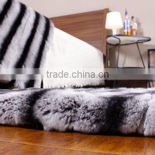 High Quality Luxurious Chinchilla Fur Rex Rabbit Fur Rug for Parlour
