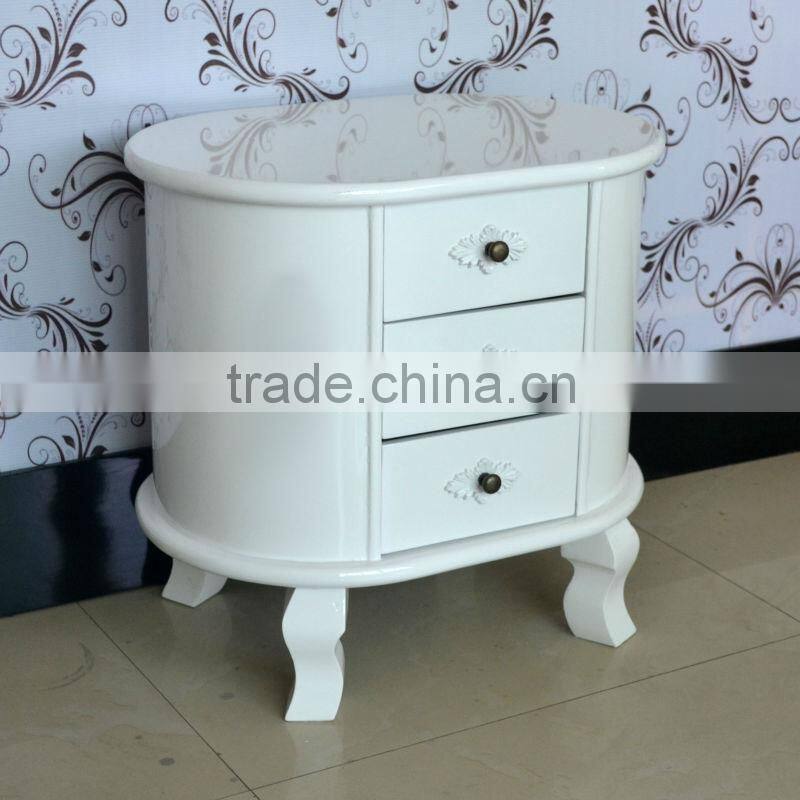 Provence modern white lacquer bedroom cupboards design bedside chest table oval living room cabinet wooden sideboard