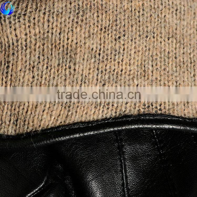 Factory custom wool lined ladies black tight sheepskin leather touch gloves