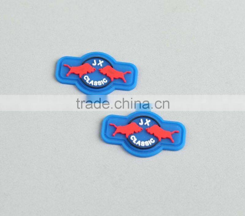 Custom Logo PVC Rubber Patch Hat Badge Backpack Label Blue Base