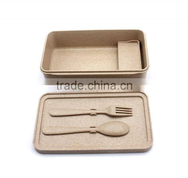 Microwave safe lunch box with spoon and fork