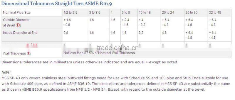 mild steel pipe fittings seamless carbon steel tee