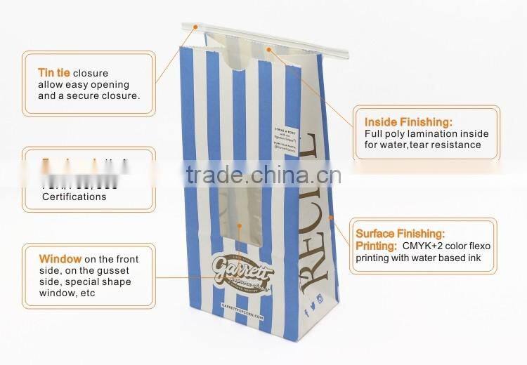 Made in China CMYK printing waterproof tin tie coffee paper bag logo print