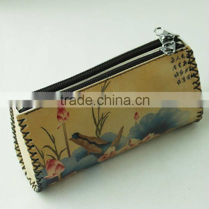 handmade zipper craft leather embossing handmade coin purse