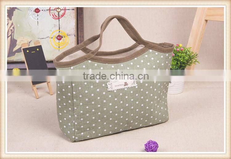 Hot sell unique cotton and linen ladies handbag