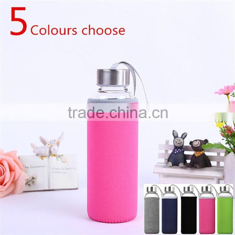Custom logo printing 500ml insulated plastic water bottle with coloful protection bag