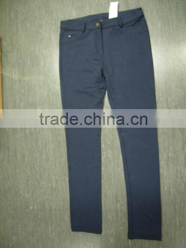 Chinese manufacture Lady's long 100%cotton skinny pants