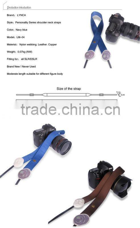 Factory supply LYNCA LM series cute colorful camera shoulder strap with lens blue pattern