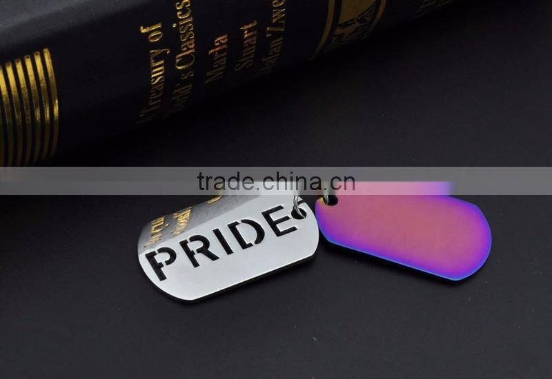 Europe 2pieces Purple High Polishing Stainless Steel Dog Tag Jewelry Pride Pendant