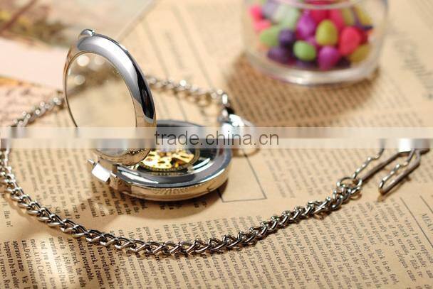 Fashion Men Analog Mechanical Roman Numerals Pocket Watch