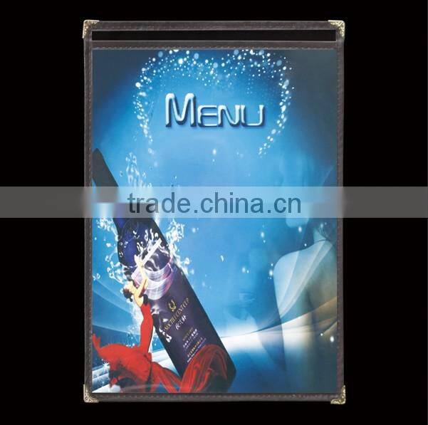 Leather custom fashion hotel menu cover for hotel using