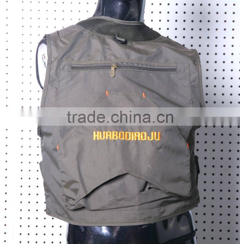 2016 New arrival hot sale product gray canvas simple vest for fishing man