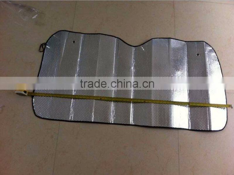 Foldable sun plain car visor PE bubble aluminum foil with 2 elastic bands for better storage