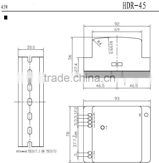 YUMO Din Rail DR-45-24 45w din rail power supply Switching power supply