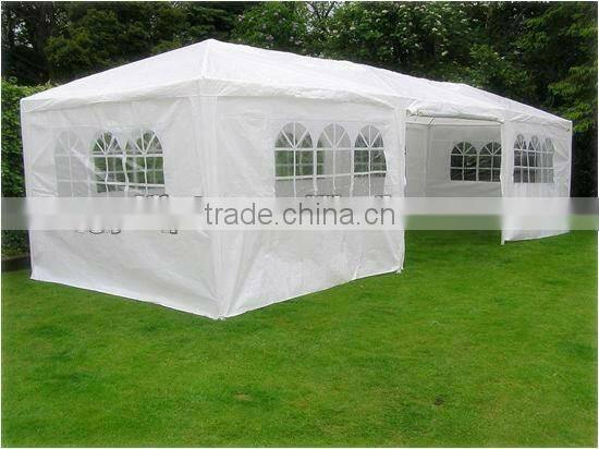 3*9m PE gazebo with two sidewalls and doors