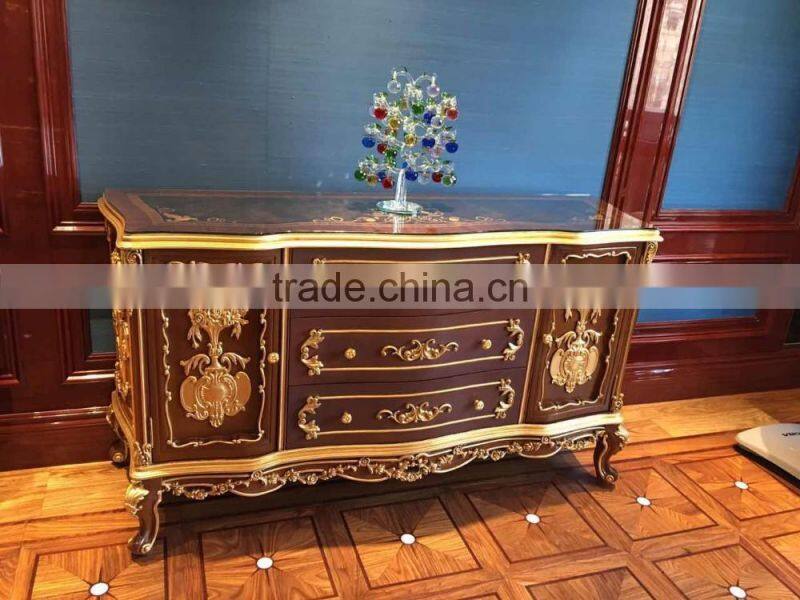 European French Style Fine Carved Upholstered Golden Trim Bisini New Product Bedroom Set