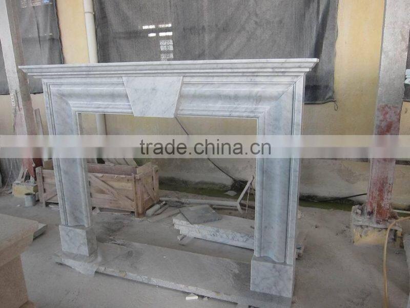 White Italian bianco Carrara white Marble Fireplace Mantel