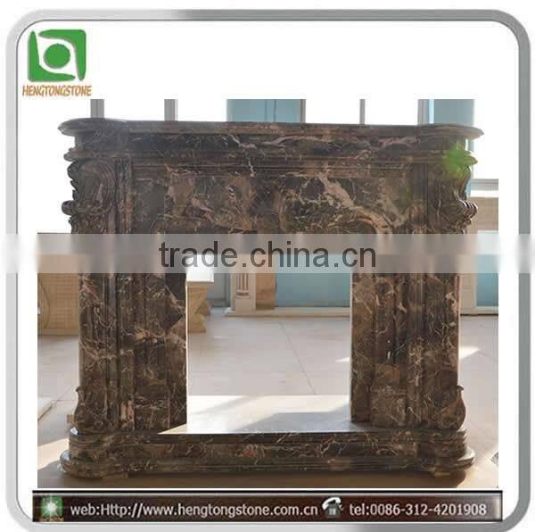 Coffee Color Stone Carved Figure Fireplace