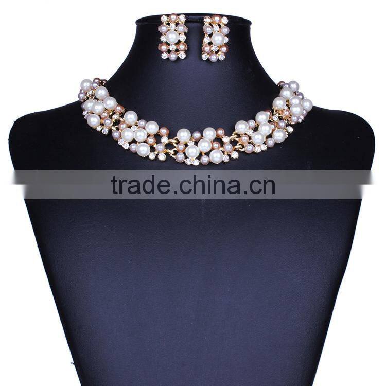 2015 Latest Jewelry Set fashion alloy pearl jewelry set