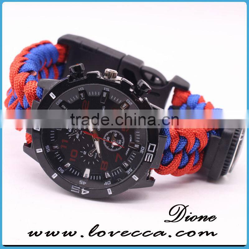 Emergency Paracord Outdoor Watch Bracelet with Fishing Kit Paracord Survival Watch