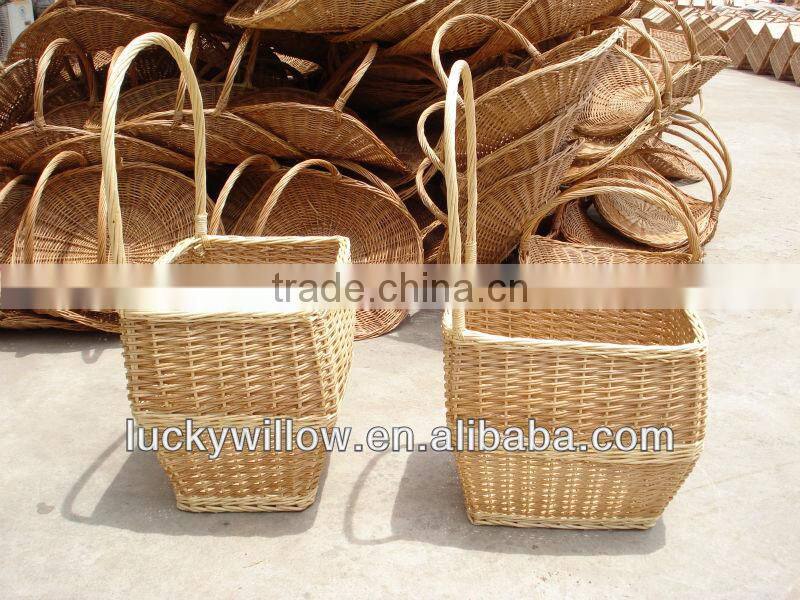 countryside style willow wicker wheelie shopping basket trolley(manufacture)