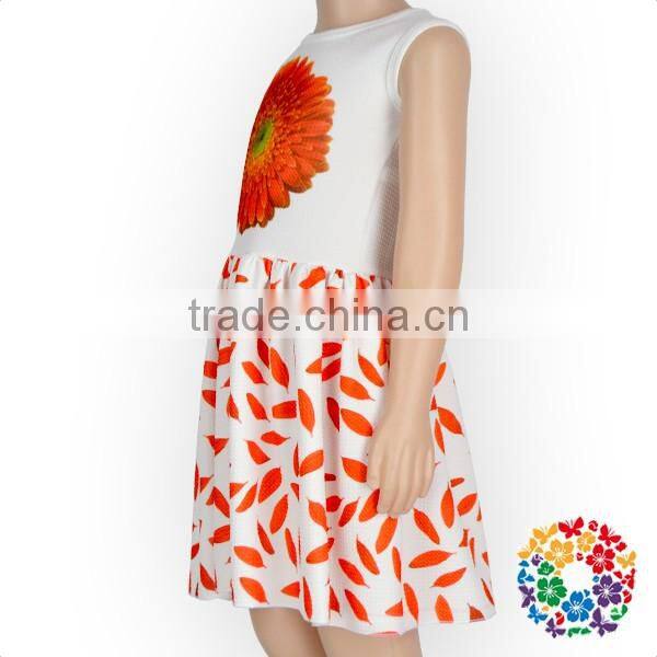 Princess Flower Print White Lovely Kids Dress Sleeveless Fairy Frocks Designs Girl Baby Dress