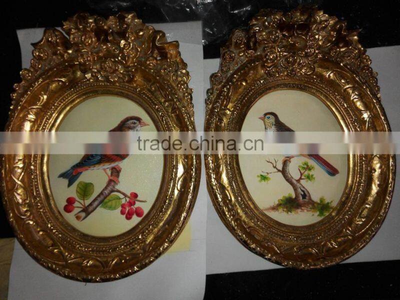 Small size oval shape frame with handmade painting